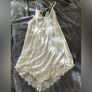 Intimately Free People White Floral Trim Lace Camisole Dress